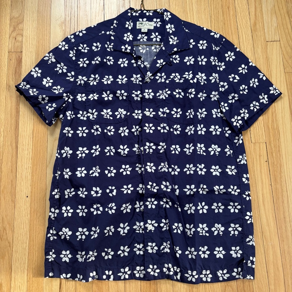 J. Crew Blue and White Floral Men's Shirt